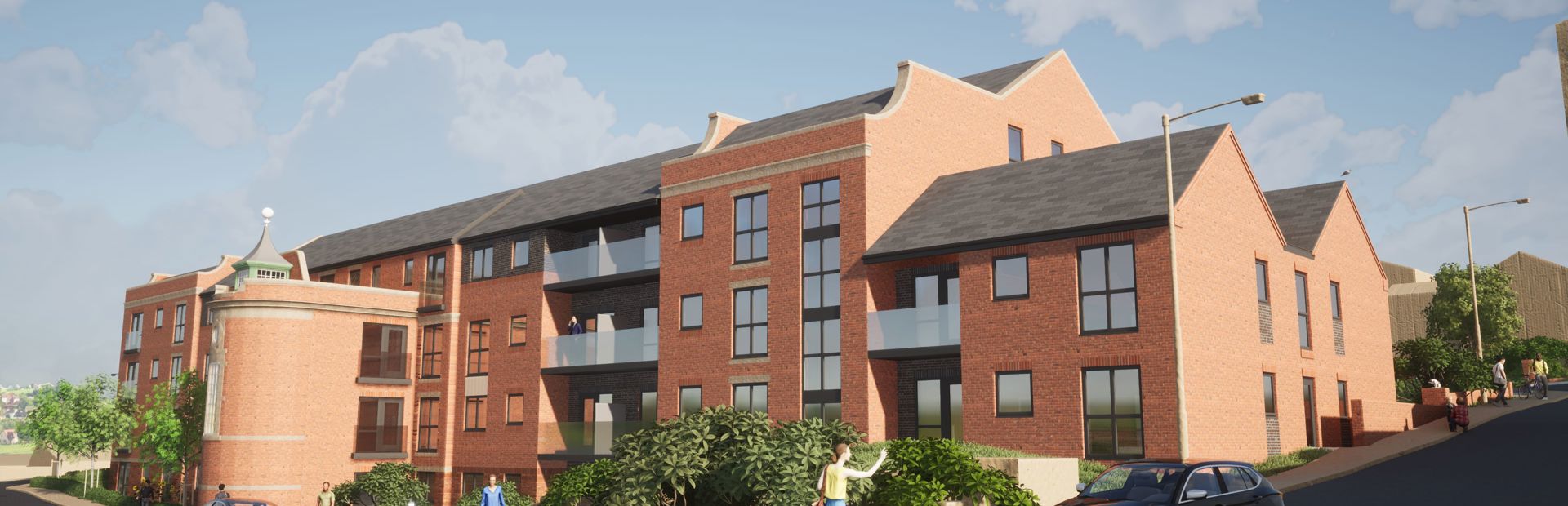 A CGI of the outer building of Moorland Pearl Court
