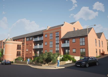 A CGI of the outer building of Moorland Pearl Court