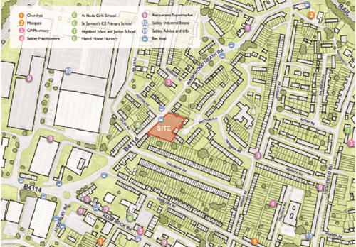Map showing the proposed saltley co housing site