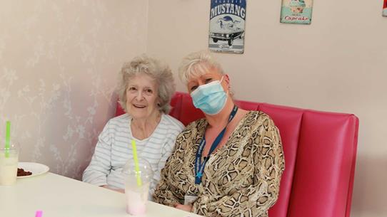 Resident Janet And Care Home Manager Joy At The Watermill’S 1950S Diner
