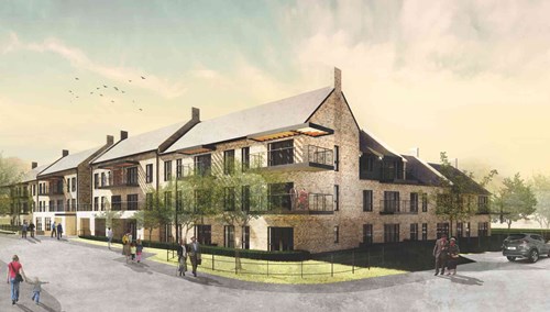 Exterior CGI of new Extra Care scheme in Oundle