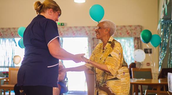 EC Walstead Court Social Resident Ena Edwards Care Worker Debbie Ford 2