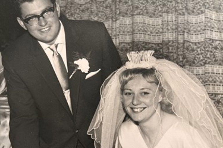 Brenda and Derek on their wedding day in 1964