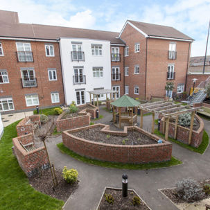 Communal garden area from above, at Alice Bye Court