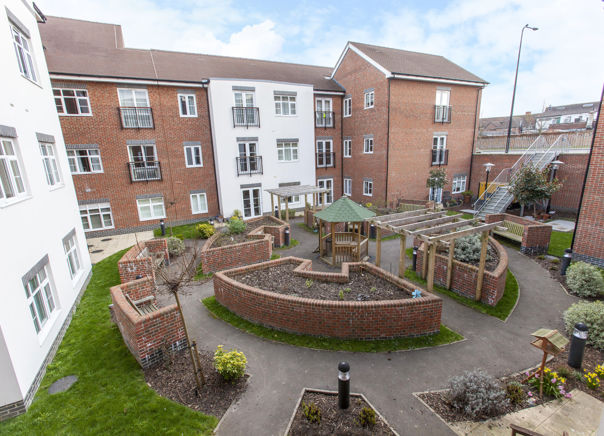 Communal garden area from above, at Alice Bye Court