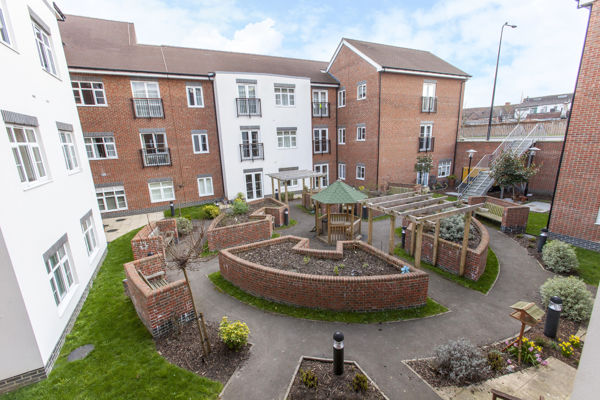 Communal garden area from above, at Alice Bye Court