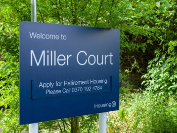 Miller Court External: Sign for building