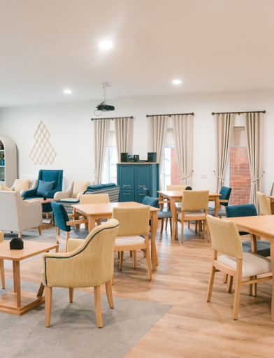 tables and chairs in the scheme communal area 