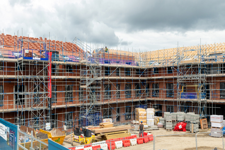 A picture of Mowat Gardens in its construction phase 