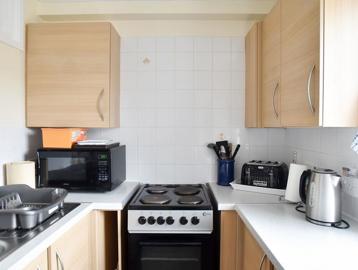 A resident's kitchen inside Alan Hilton Court