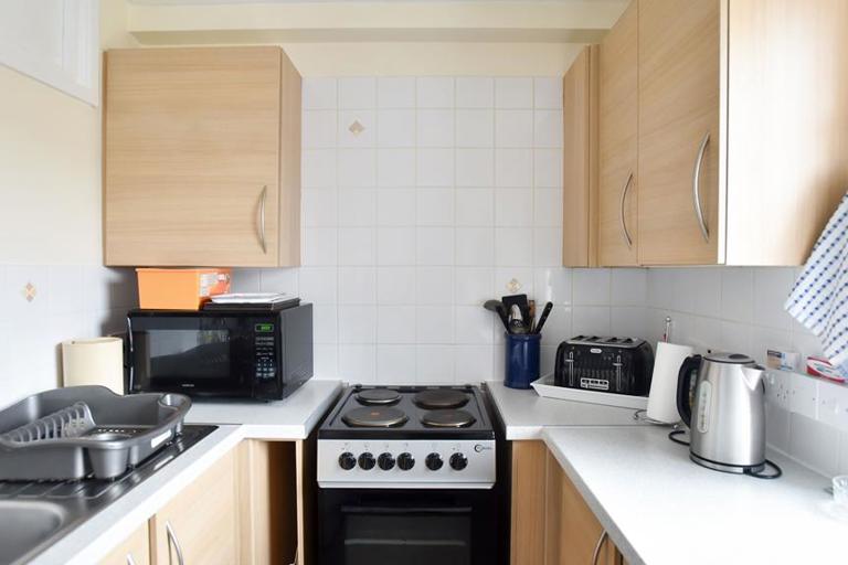 A resident's kitchen inside Alan Hilton Court