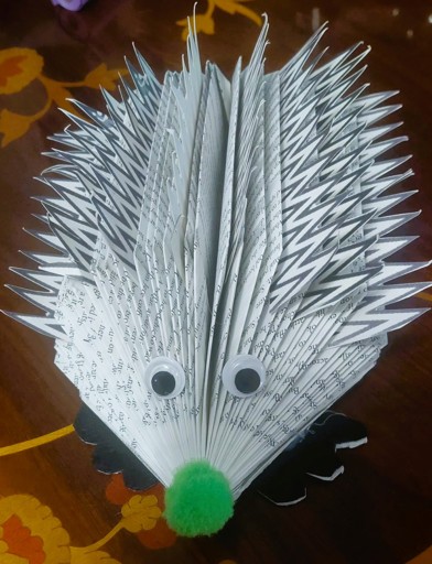 Origami Hedgehog with Green Fluffy Nose 