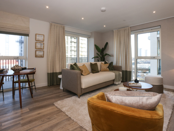 A photo of the living room inside a show apartment at Minterne Apartments