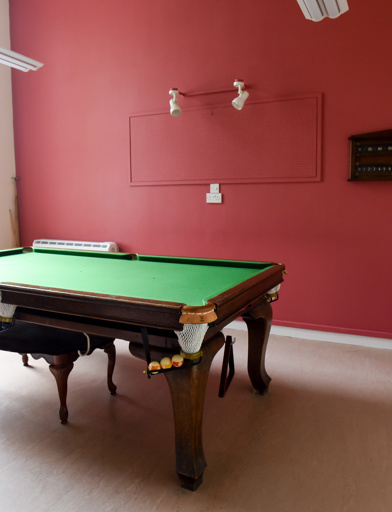 Games room with small snooker table