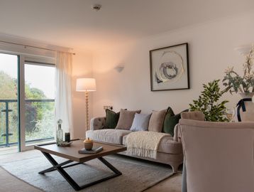 Inside the living room of a show home apartment