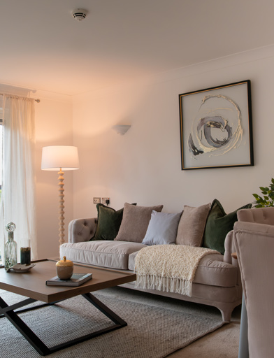 Inside the living room of a show home apartment 