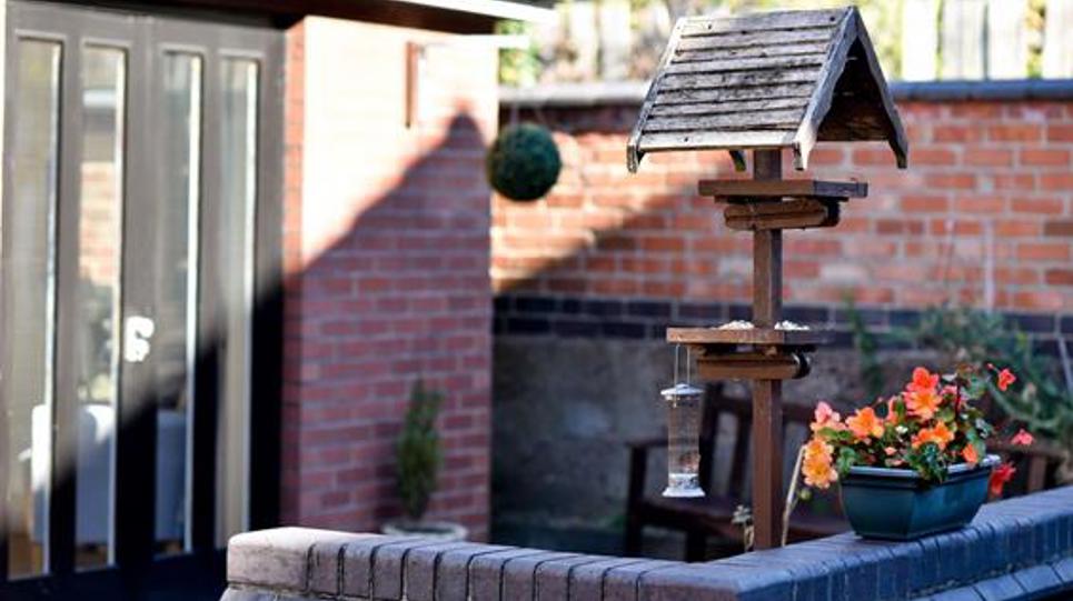 Photo of a bird feeder in the communal area