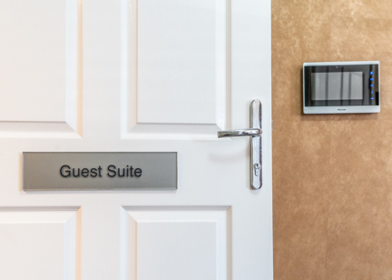 Guest suite door at Sandstone Court