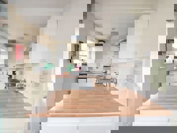 Kitchen inside a resident's apartment