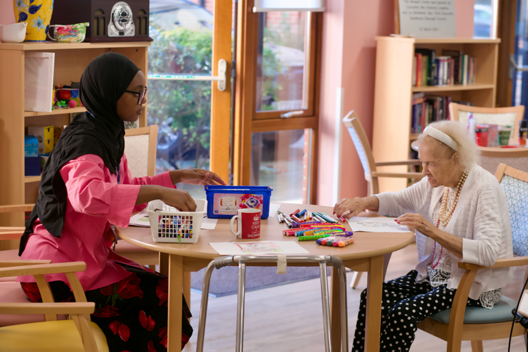 Mitchison Court Resident and Colleague in Day Centre