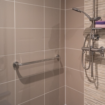 The grab rail in a shower