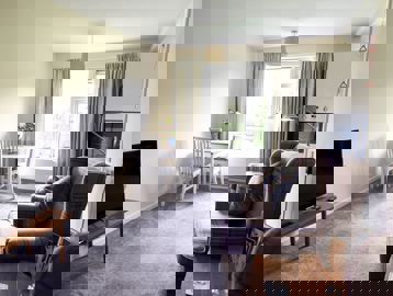 Lounge-dining area in a resident's apartment