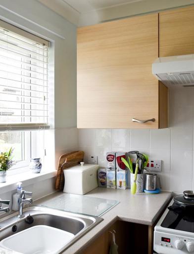 Kitchen area inside a resident's apartment 