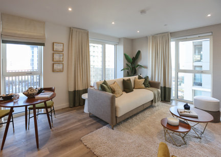 Show apartment living room at Minterne Apartments