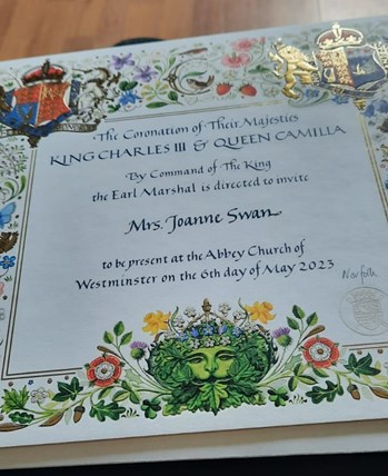 Pictured: Joanne's official invitation to the Coronation