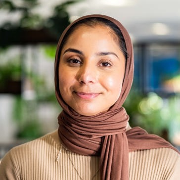a woman smiling