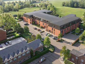 CGI of a birds-eye-view of retirement living scheme Matilda Court