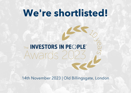 A banner with the Investors in People logo stating that Housing 21 have been shortlisted for the 2023 awards. 