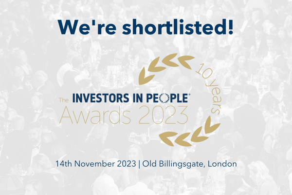 A banner with the Investors in People logo stating that Housing 21 have been shortlisted for the 2023 awards. 