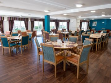Communal dining area in the cafe/ bistro