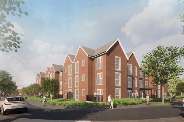 A CGI of the outer building of Potter Court