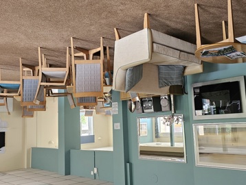 Communal seating and dining area