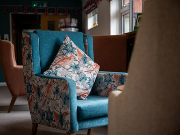 A patterned arm chair