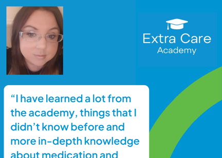 Housing 21 care worked Kimberly with a quote stating “I have learned a lot from the academy, things that I didn’t know before and more in-depth knowledge about medication and safeguarding".