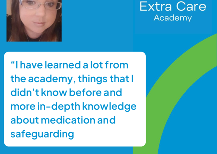 Housing 21 care worked Kimberly with a quote stating “I have learned a lot from the academy, things that I didn’t know before and more in-depth knowledge about medication and safeguarding".