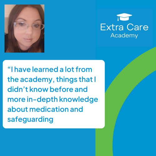 Housing 21 care worked Kimberly with a quote stating “I have learned a lot from the academy, things that I didn’t know before and more in-depth knowledge about medication and safeguarding".