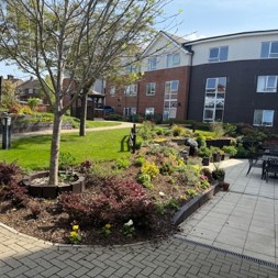 Trees and flower beds at Lea Springs