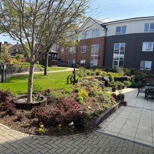 Trees and flower beds at Lea Springs