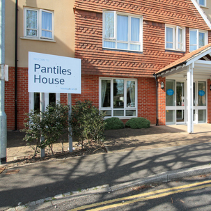 Front of Pantiles House building including a sign and porch