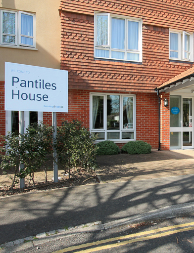 Front of Pantiles House building including a sign and porch 