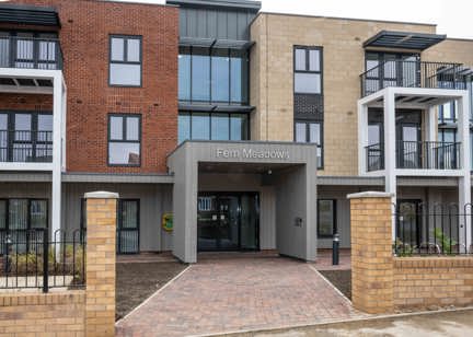 The outer building entrance to Fern Meadows