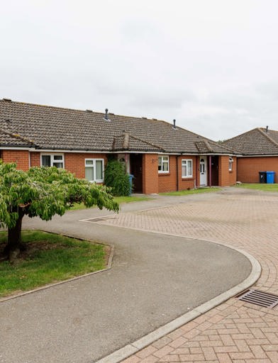 Road to the bungalows at Beccles Court 
