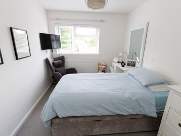 bedroom with white walls