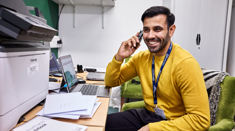 Employee on the phone in an office