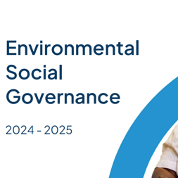 The front cover of the ESG report showing a female resident smiling at the camera