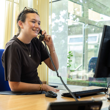 A woman on the phone